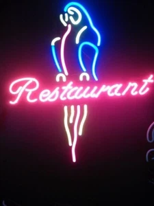 Restaurant Parrot Neon Sign Light Fast Food Wall Hanging Visual Artwork 17"x14" - Picture 1 of 1