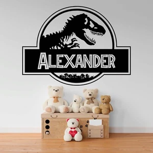 Personalized Dinosaur Wall Decal Name Jurassic Sticker Birthday Party Backdrop - Picture 1 of 7