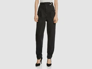 $365 Maje Women Black Jeans Taper Leg Pleated High Rise Denim Pants Size 36 US S - Picture 1 of 3