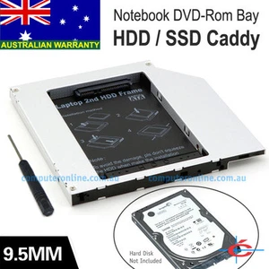 Notebook 9.5mm SATA CD ROM Optical Drive Bay for 2nd HDD Hard Drive Caddy Tray - Picture 1 of 1