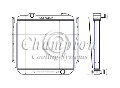 RS Champion 3 Row Radiator Chevy Conversion for 1957 1958 Oldsmobile Super 88 - Image 1 of 4