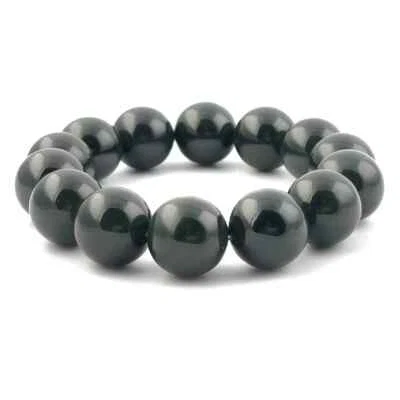 Jade079 Jade Bracelet, Nature jade Bead 16mm X14. Measures approximately 7. - Image 1 of 3