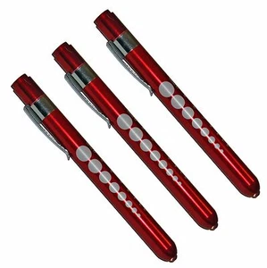 (3) Professional Medical Diagnostic Penlights With Pupil Gauge Red - Picture 1 of 1