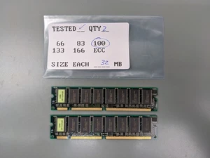 (2) 32MB PC100 SDRAM DIMMs (64MB Total RAM Memory) - Picture 1 of 3