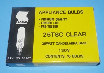 SATCO Appliance Bulbs 25W T8 25T8C - New in Packaging - 9 Bulbs - Image 1 of 4