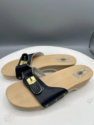 Dr. Scholl's Zapatos Mujer 9 Negro Original Ejercicio Madera Sandalia Hecho en Italia Foto 1 de 4