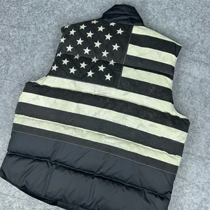VTG Ralph Lauren Vest Mens XL Black Denim & Supply Down Puffer USA Flag Jacket - Picture 1 of 14