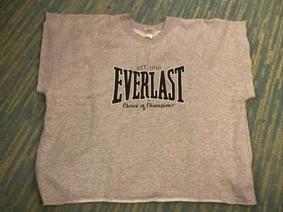 复古 80 年代 90 年代 Everlast 切割运动衫 美国制造 * 灰色 * Raglan XXL 方形 — 第 1/4 张图片