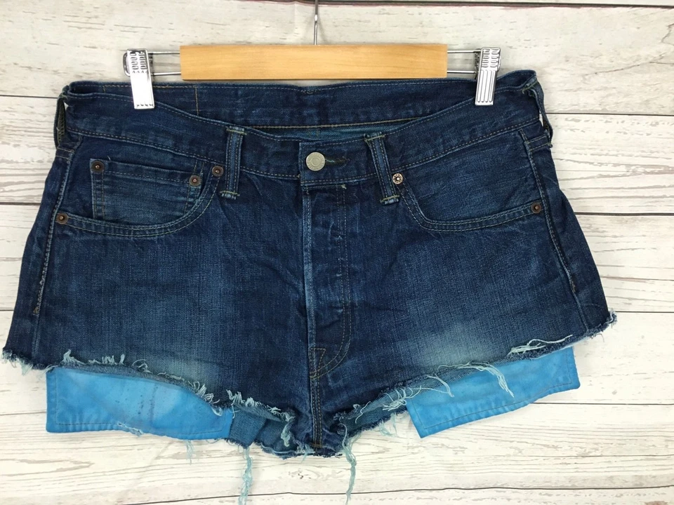 Womens Levi 501 Reworked Denim Hotpants/Shorts - W33 - Navy - Great Condition - Image 1 of 1