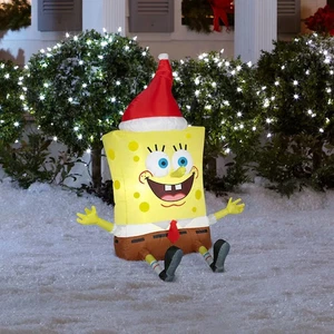 SpongeBob Schwammkopf luftgeblasen beleuchtet aufblasbar 3,5ft Santa Weihnachten DISPLAY - Bild 1 von 5