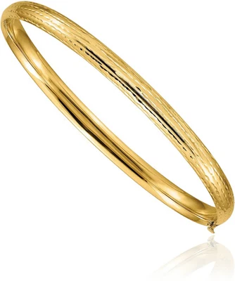 14K Solid Yellow Gold 4.75mm Hinged Bangle Bracelet - Image 1 of 4