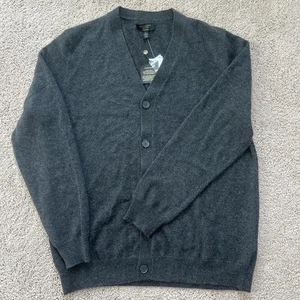 Club Room Cashmere Cardigan Sweater Mens Large Charcoal Button Front Luxury - Picture 1 of 12