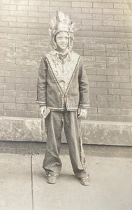 1930s Boy Wearing Native American Indian Chief Halloween Costume Original Photo - Picture 1 of 22