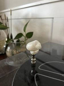 Lamp Finial Pearl White Real Sea Shell with Chrome base 3" - Picture 1 of 5