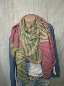 Dreieck Schal Stola Tuch oliv khaki pink zebra NEU Viskose Strick Winterschal - Bild 1 von 7