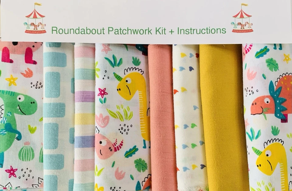 Dinosaur Patchwork Cushions, Playmat or Cot Quilt Kit  - Image 1 of 1