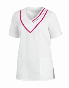 Leiber Damen Kasack Kittel weiß weiss fuchsia Schlupfkasack Praxis Pflege Gr. M - Bild 1 von 3