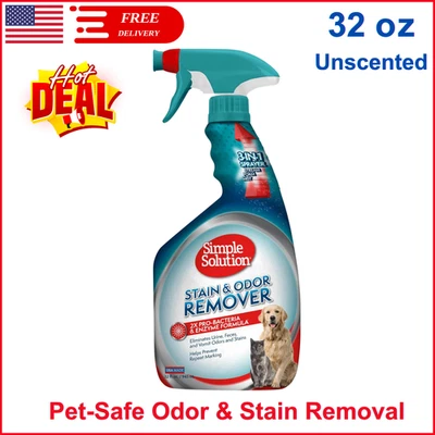Spray eliminador de manchas y olores para mascotas, limpiador enzimático para orina de gato y perro, 32 fl oz Foto 1 de 4