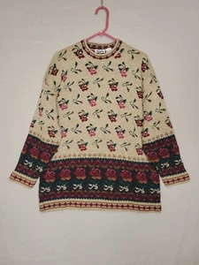 Maglione maglia floreale vintage basic edizioni donna XL USA made Granny Cottagecore - Foto 1 di 10