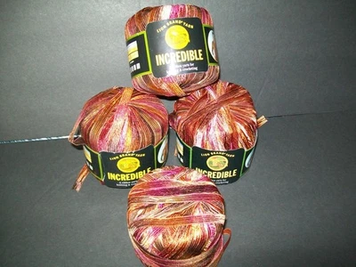 Lion Brand Ribbon Yarn Incredible Lot of 4 Balls 100% Nylon Autumn Leaves New - Image 1 of 3