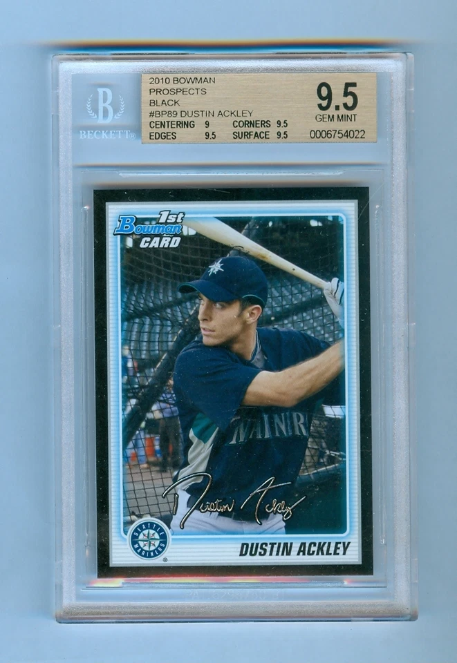 DUSTIN ACKLEY 2010 BOWMAN PROSPECTS BLACK RC BGS 9.5 - Image 1 of 1
