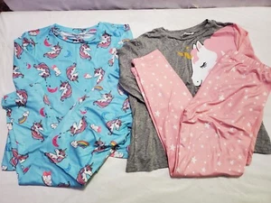 Girls 2 Pack Unicorn Print Top & Pants Pj Sets Size 8 Years NWT - Picture 1 of 2