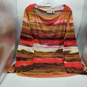 Susan Graver Liquid Knit Bateau Neck Striped Shirt Size 2XL - Picture 1 of 8