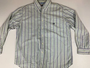 Chaps Mens Shirt Large green easy care striped regular button down - Picture 1 of 11