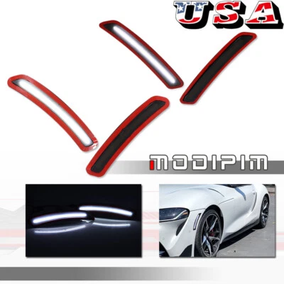 4PC Smoke LED Front+Rear Side Marker Lights White Lamp For 2020+ Toyota GR Supra - Image 1 of 4