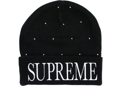 Новый с Ярлыками Supreme украшенный с заклепками шляпа Beanie черный распродано - Изображение 1 из 4