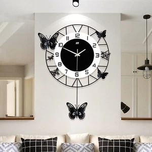 DIY Butterfly Wall Clock Home Art Decoration Modern Black White Dial Wall Clock - Picture 1 of 10