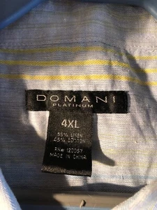 NWT Domani Platinum Shirt Mens 4XL blue Striped short Sleeve Button Pocket - Picture 1 of 7