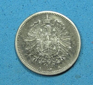 Germany Empire 20 Pfennig .900 Silver Coin 1874 A, KM-5, Combined Shipping - Picture 1 of 2