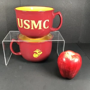 Raro 2 tazas USMC GRANDES 30 OZ 4" de profundidad 5" boca ancha grandes mango en D 1998 RSFJ - Imagen 1 de 15