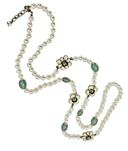 CHANEL Necklace Pearl Gripoix Seoul 2016 Flower Blossom Green Red 42in gyuhji - Picture 1 of 17