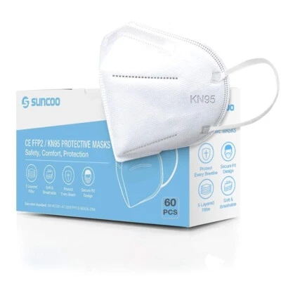 SUNCOO Protective KN95 Face Mask - 60 Pack, 5 Layers Cup Dust Mask Protection - Image 1 of 4