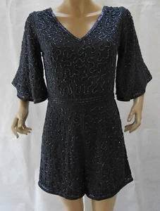 FROCK AND FRILL GORGEOUS BEADED KIMONO SLEEVE BLACK PLAYSUIT SIZE 12 - Picture 1 of 2