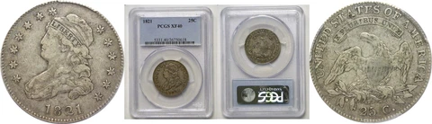 1821 Bust Quarter PCGS XF-40 Cover