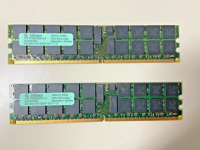 Infineon HYS72T256220HR-5-A 4GB 2x2GB PC2-3200 DDR2-400MHz ECC CL3 240P Memory - Image 1 of 3