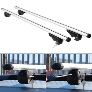 120cm Universal Silver Aluminium Aero Locking Car Roof Bars Rack Cross Rails/Box - Picture 1 of 4