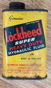1960s Vintage Lockheed Super Heavy Duty Hydraulic Brake Fluid Tin - Film Prop - Foto 1 di 4
