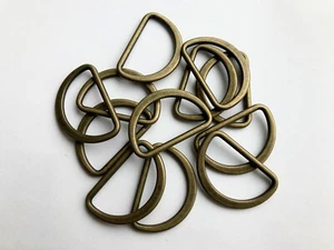 25mm 38mm D Rings WELDED Metal Antique Brass Aged Brass Fasteners Dee D18 D18A - Picture 1 of 3