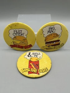 VTG McDonalds Buttons Employee Uniform Sing The Taste 1981 Ad Campaign Big Mac - Bild 1 von 10