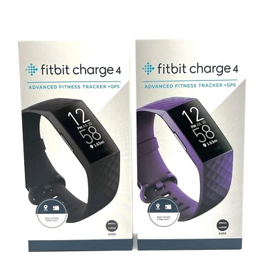 New Fitbit Charge 4 Fitness Tracker GPS Heart Rate Monitor Black/Purple S&L