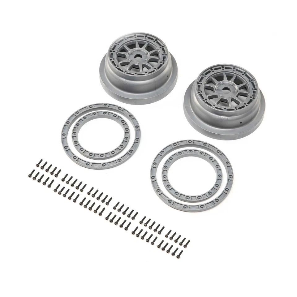 Losi Super Baja Rey Silver Wheels w/Silver Beadlock Rings (2pcs) LOS43029 - Image 1 of 1