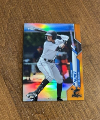 Nasim Nunez 2020 Topps Pro Debut Chrome Orange Refractor Nationals Marlins /25 - Image 1 of 2