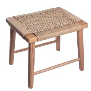 Hocker Sitzhocker Schemel Handarbeit braun aus Massivholz und Geflecht Soeji® - Bild 1 von 6