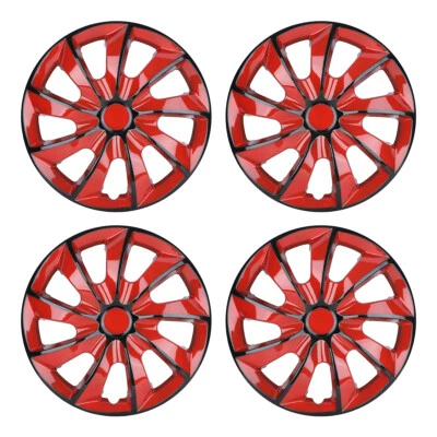 New 17" Red Black Set of 4 Wheel Covers Rim Hub Caps fit R17 Tire & Steel Wheels Foto 1 de 4