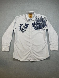Sovereign Code Long Sleeve Shirt Medium Blue/White Stripes Designed Up Front - Picture 1 of 9