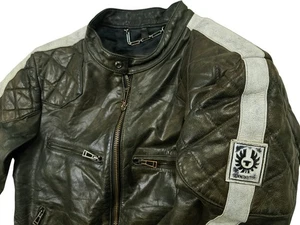 HOT ITALY Men's BELSTAFF MOTOCYCLE BIKER Slim 4 Pck BROWN LEATHER Jacket 50 or M - Picture 1 of 20